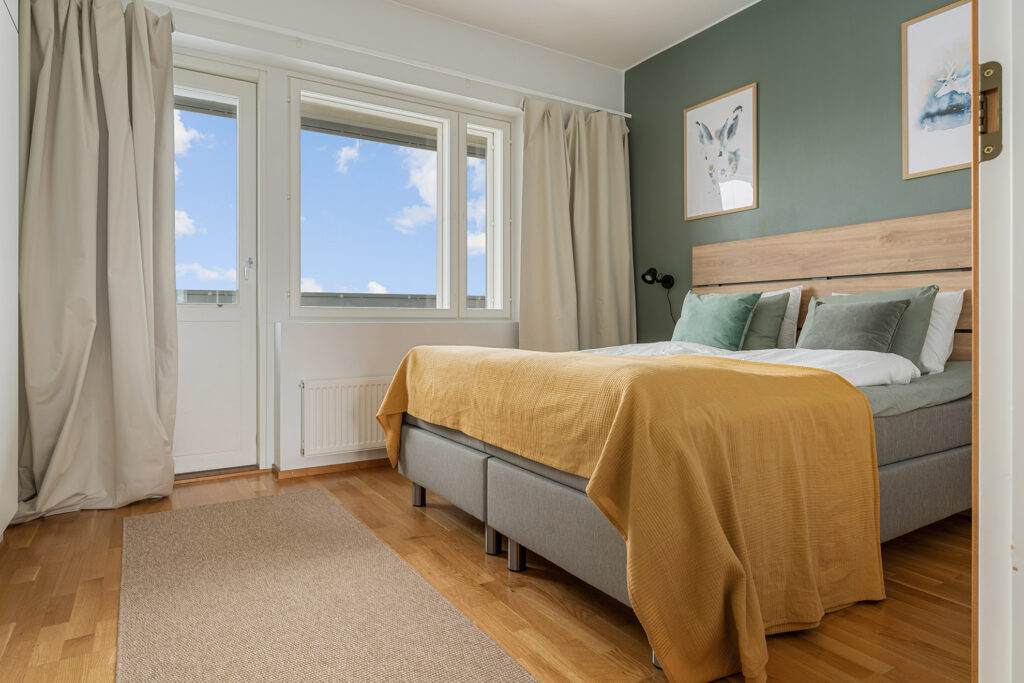 Carefully prepared bedroom in a short-term rental property